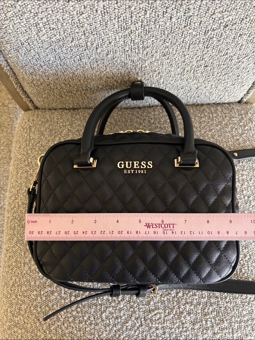 Guess Atabey Quilted Box Satchel Bag w/ Detachable Adjustable Strap New - Picture 11 of 16